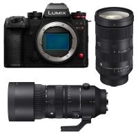 camara mirrorless panasonic lumix s1r ii 473mp sensor full-frame  sigma 24-70mm f28  70-200mm f28