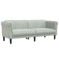 sofa de 3 plazas terciopelo gris claro vidaxl