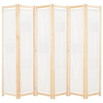 Biombo Divisor De 6 Paneles De Tela Color Crema 240x170x4 Cm Vidaxl