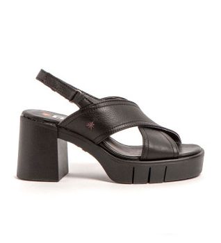 Art para mujer. 119901101003_001 Sandalias de piel 1990 Eivissa negro -Altura tacón 8.5cm- (41), 8 a 10cm, Velcro, Casual, Fiesta