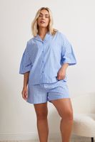yours pantalon corto de pijama en algodon con rayas azules