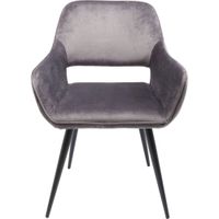 silla con reposabrazos terciopelo gris