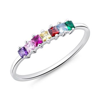 Anillo de plata 925 para mujer con circonita de color