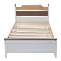 cama individual estructura de madera 90x200cm marron
