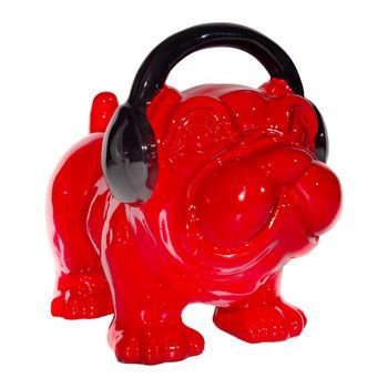 Figura Decorativa Perro Bulldog Kuatéh De Poliresina 30x16x22 Cm Rojo