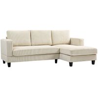 homcom sofa chaise longue de 3 plazas en forma de l tapizado en pana asiento y respaldo acolchados 214x134x87 cm beige