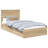cama con almacenamiento con cajon roble sonoma 100 x 200 cm vidaxl