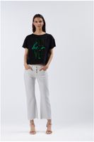 camiseta cropped de manga corta be a flower black s