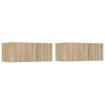 Muebles Para Tv 2 Unidades Madera Contrachapada Roble 80x30x30 Cm