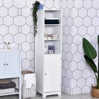 armario alto de bano de 5 niveles de mdf kleankin 40x38x160 cm-blanco