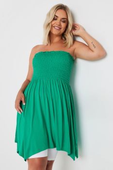 Yours Top Largo Verde Palabra De Honor, Mujer Curvy Y Tallas Grandes, Yours