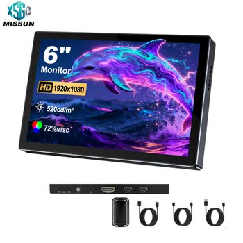 Monitor Portátil MISSUN de 6 Pulgadas y 60 Hz para Laptop, Xbox, PS4/5, Switch, TV Box, Celular, PC, Extensión Móvil, Tipo VESA, Segunda Pantalla