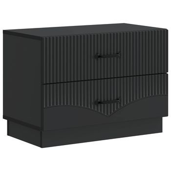 Armario De Noche Negro 62 X 34,5 X 44,5 Cm Madera De Ingeniería Vidaxl