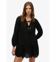 superdry para mujer w8011914a vestido corto broderie negro xs casual sintetico manga larga