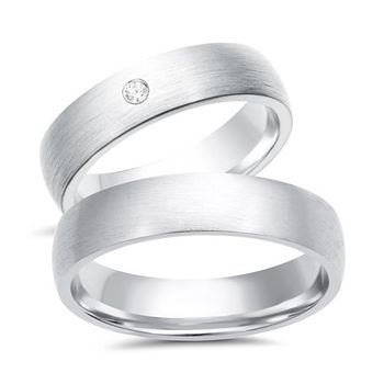 Alianzas 8 quilates oro blanco con diamante