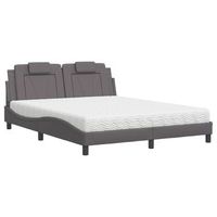 cama viana con colchon cuero sintetico gris 160x200 cm vidaxl