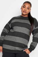 yours sudadera de rayas grises y negras mujer curvy y tallas grandes yours