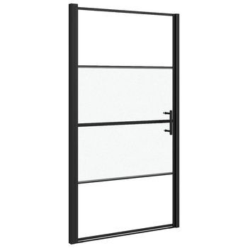 Puerta De Ducha Vidrio Semiesmerilado Negro 100x178 Cm Vidaxl