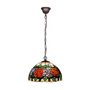 Colgante De Techo  Cadena Y Pantalla Tiffany D. 30cm  Rosy