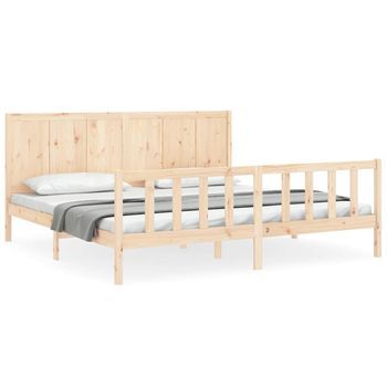 Cama Matrimonial | Cama Doble | Estructura De Cama Sin Colchón Madera Maciza De Pino 200x200 Cm Cfw46560
