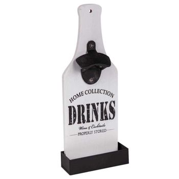 Botellero destapador de madera lac blanco