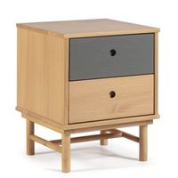 mesita de noche magnus 2 cajones madera maciza