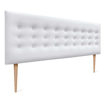 Dhome Cabecero De Polipiel Con 3 Hileras De Botones Y Patas Cabezal Tapizado Cama Lujo (blanco, 150cm)
