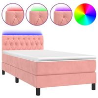 cama para adulto  cama individual  cama box spring colchon y led terciopelo rosa 90x190 cm