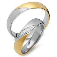 alianzas 8 quilates oro amarillo-blanco 4 diamantes