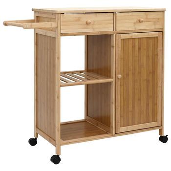 Carrito De Cocina Con Ruedas Natural 90,5 X 36 X 86,5 Cm Bambú Vidaxl