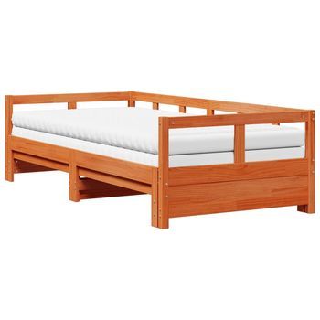Sofá Cama Nido Con Colchones Madera Maciza Pino Marrón 80x200cm