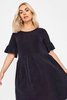 yours vestido corto negro y morado manga con volante mujer curvy y tallas grandes yours