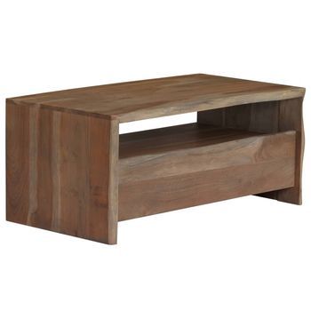 Mesa De Centro Borde Vivo Madera Maciza Acacia Gris 90x50x40 Cm Vidaxl