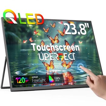 Monitor portátil UPERFECT de 23.8 pulgadas QLED con pantalla táctil 120Hz 125% sRGB FHD 1920x1080 pantalla externa con s