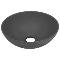 lavabo de cuarto de bano redondo ceramica gris oscuro vidaxl