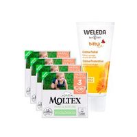pack especial crema de panal de calendula weleda 75ml  pack ahorro panales moltex pure  nature   t3 4-10 kg 224 uds