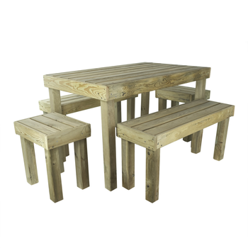 Conjunto Jardín De Madera Tratada De 5 Piezas, Vidahuerto
