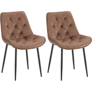 Lote De 2 Sillas De Comedor Terciopelo Wallace Marrón 59x52x84 Cm Clp