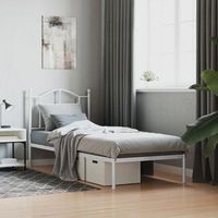 cama individual  cama para adultos  estructura de cama de metal con cabecero blanco 80x200 cm cfw885944