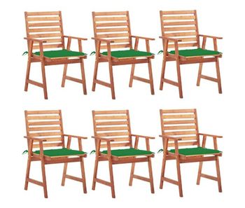 Sillas comedor de jardin y cojines 6 unidades madera maciza acacia