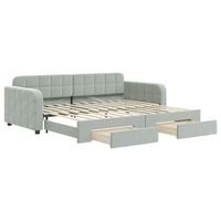 cama para adulto  cama individual  sofa cama nido con cajones terciopelo gris claro 90x200 cm