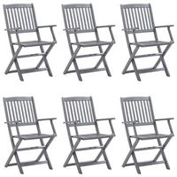 pack 6 uds sillas de jardin  silla de exterior  sillon plegables cojines madera maciza acacia