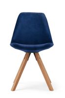 oscar blue velvet square leg dining chairs - blue