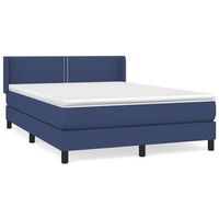cama box spring con colchon tela azul 140x200 cm