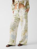 pantalones estampados de mezcla de lino