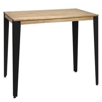 Mesa Lunds Alta 60x100x110cm Negra En Madera Maciza De Pino Acabado Vintage Estilo Industrial Box Furniture