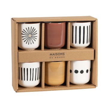 Pack de 6 tazas de cerámica multicolor