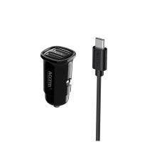 cargador de coche accetel cc536 usb-a 31a con cable usb-c 100 cm