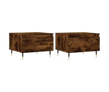 2 uds mesas de centro - mesas bajas madera ingeniería roble ahumado 50x46x35 cm
