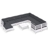 muebles de jardin 11 pzas cojines blanco madera de pino vidaxl